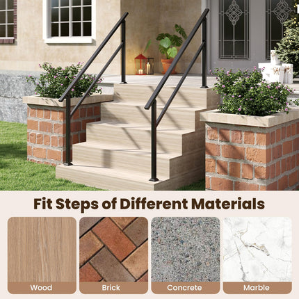 Goplus Handrail for Outdoor Steps Metal Hand Rail Fits 0-5 Steps