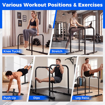 Goplus Adjustable Dip Bar Heavy Duty Parallette Push Up Stand with 660 LBS Capacity
