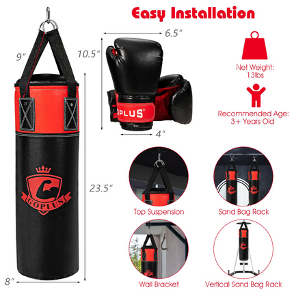 Goplus Punching Bag Set for Kids , Filled Boxing Heavy Bag with Punching Gloves & Hand Wraps - GoplusUS