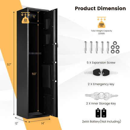 Goplus Gun Safe, 5-Gun Rifle Safe w/Ammo Lock Box