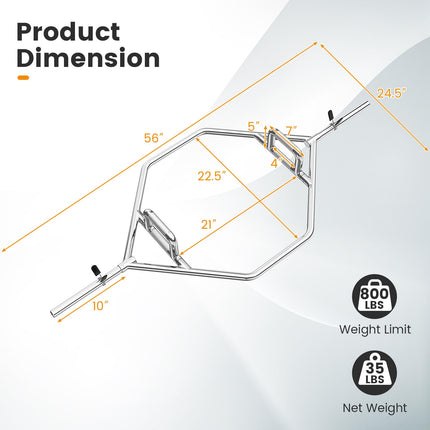 Goplus 56’’ Olympic Hex Trap Bar, Fit 1’’ Weight Plates