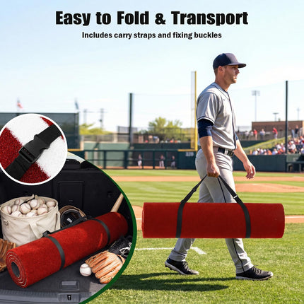 Goplus 10x3.8 ft Baseball Batting Mat with 15 mm Turf for Indoor Outdoor Training