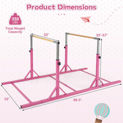 Goplus Double Horizontal Bars with 13-Level 33"-57" Adjustable Heights & 6-Level Adjustable Width