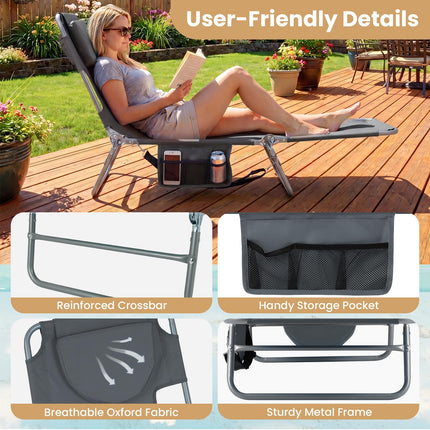 Goplus Tanning Chair Portable Lightweight 10.5LBS Beach Lounger(1/2)