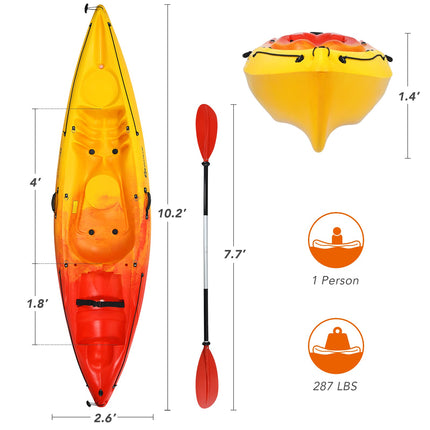 Goplus Sit-on-Top Kayak, 10.2ft Portable Recreational Kayak - GoplusUS