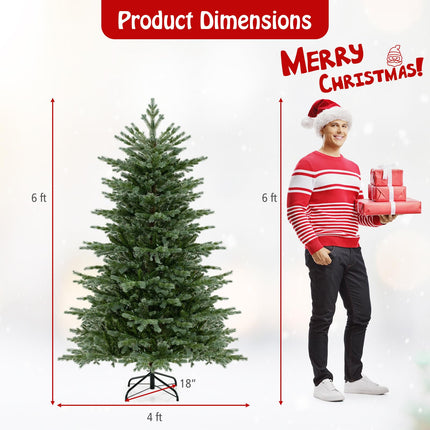 Goplus 6ft / 7ft Pre-Lit Artificial Christmas Tree with Lush PVC & PE Tips Seasonal Decoration