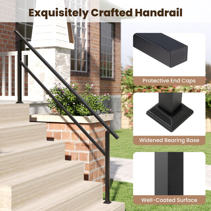 Goplus Metal Hand Rail Fits 0-6 Steps w/Flexible Angle Adjustment