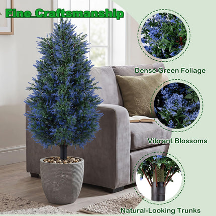 Goplus 2 Pack 3.3 ft Artificial Trees Sun-Resistant Faux Cone Bushes with Ground Spikes