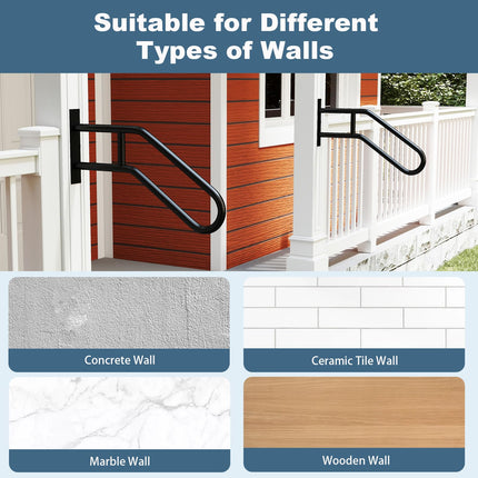 Goplus Heavy-Duty Non-Slip Wall Mount Stair Hand Railing Grab Bar