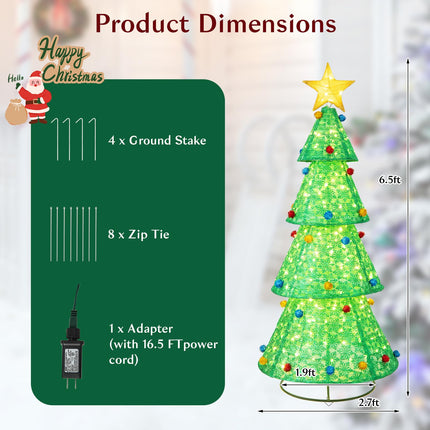 Goplus 6.5FT Pull-Up Christmas Tree with 200 Warm White LED Lights