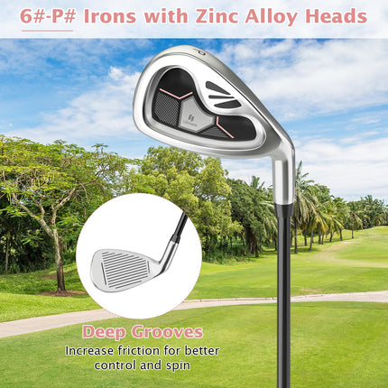 Goplus Complete Golf Club Set for Women, 9 Pieces Golf Clubs, Suitable for Lady Right Handed