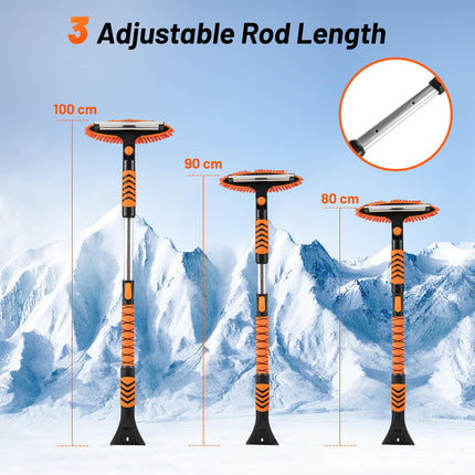 Goplus 42" Ice Scraper for Car Windshield | 4 in 1 Extendable Snow Shovel