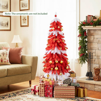 Goplus 5 FT Pre-Lit Artificial Christmas Tree for Entrances, Red & White Candy Cane Xmas Tree