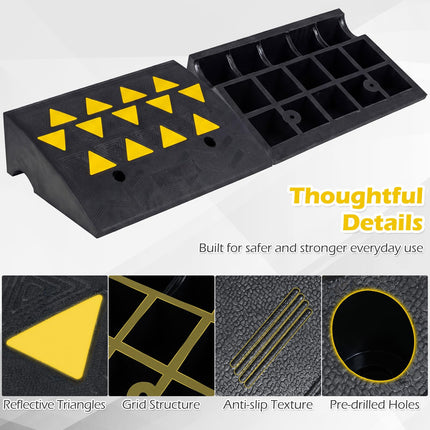 Goplus 2 Pcs Driveway Threshold Ramps with Reflective Triangles (6.3" Rise)