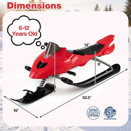 Goplus Snow Racer Sled with Brakes Steering Handle & Tow Ropes