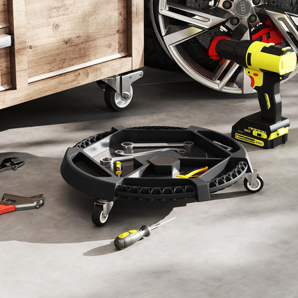 Goplus Mobile Automotive Tool Tray with 3 Swivel Casters & 4 Compartments