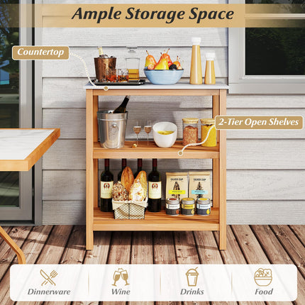 Goplus Patio Wooden Sideboard Kitchen Buffet Organizer for Backyard Garden