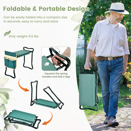 Folding Garden Kneeler Bench Heavy Duty Gardener Kneeling Pad Cushion