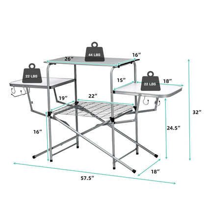 Goplus Folding Grill Table, Aluminum Outdoor Camping Kitchen Table with 26'' Main Tabletop - GoplusUS