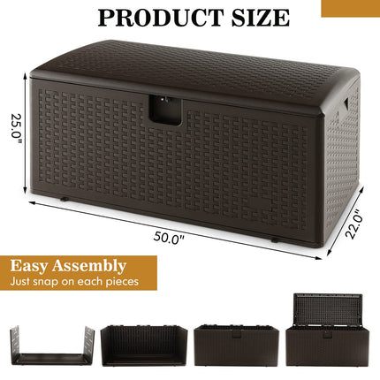 Goplus Outdoor Storage Box, 31 73 100 Gallon Waterproof Resin Patio Storage Box with Lockable Lid, Side Handle for Pillows, Cushions