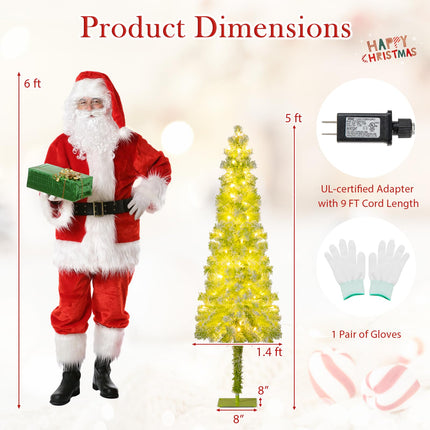 Goplus Pre-Lit Whimsical Christmas Tree Bendable Grinchs Xmas Tree for Home Decoration