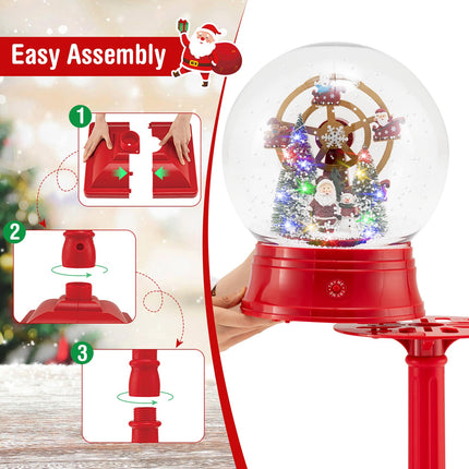 Goplus Christmas Snow Globe Decoration (Snowing Santa w/Ferris Wheel)