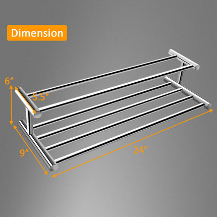Goplus 24'' Towel Rack, Stainless Steel Metal Bathroom Towel Bar