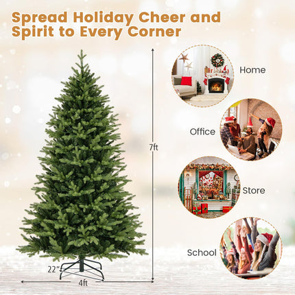 Goplus 7ft Pre-Lit Artificial Christmas Tree with 470 Warm-White & Multi-Color LED Lights