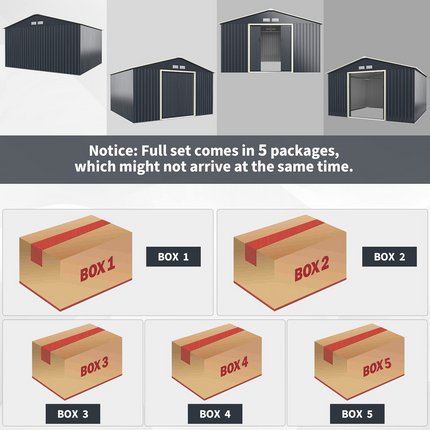 Goplus Storage Shed, Metal 11' X 10' Outdoor Building Organizer - GoplusUS