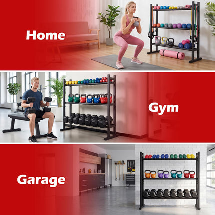 Goplus 3-Tier Dumbbell Rack 529LB Capacity Heavy-Duty Adjustable Weight Rack Stand