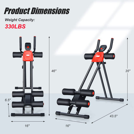 Foldable Core Abdominal Trainer, AB Workout Machine Exercise Equipment with 3 Adjustable Levels - GoplusUS