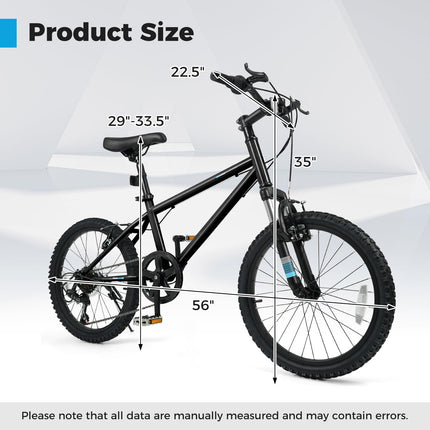 Goplus 20/24 Inch Kids Mountain Bike w/ 6-Speed Drivetrain Suspension Fork Dual Brakes