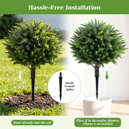 Goplus 27.5" Artificial Cypress Topiary Trees Set of 2 Faux Topiary Bushes Shrubs