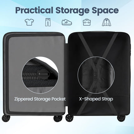 Goplus 3 Piece Pin Stripe Luggage Set | Lightweight Hardshell Suitcases with 360° Spinner Wheels