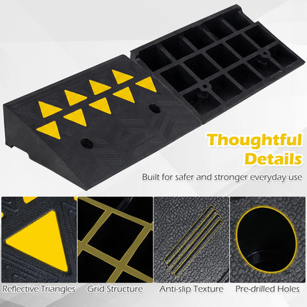 Goplus 2 Pcs Heavy-Duty Rubber Curb Ramp 15 Ton Load Capacity 5" Rise