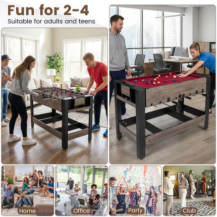 Goplus 49" Combo Game Table with Foosball Pool Billiards & Table Tennis for Adults