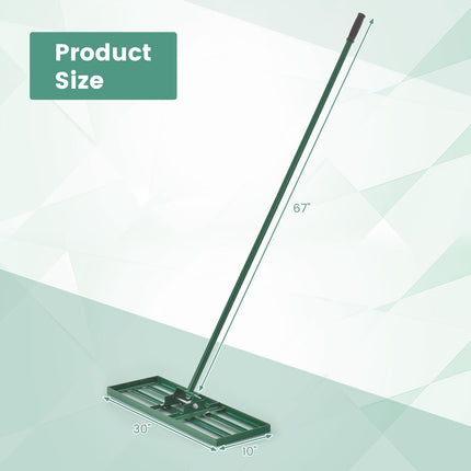 Goplus Lawn Leveling Rake, Heavy Duty Level Lawn Tool w/ Ergonomic Handle for Soil