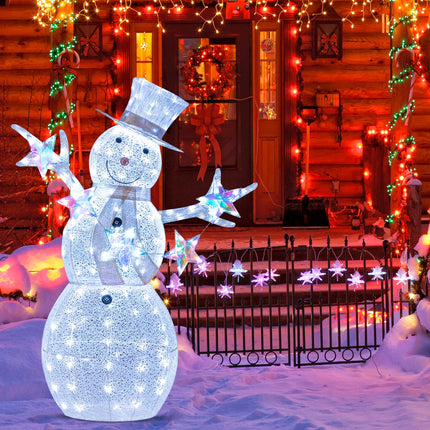Goplus 5 FT Lighted Snowman Pre-Lit Xmas Snowman with 140 Built-in LED Light