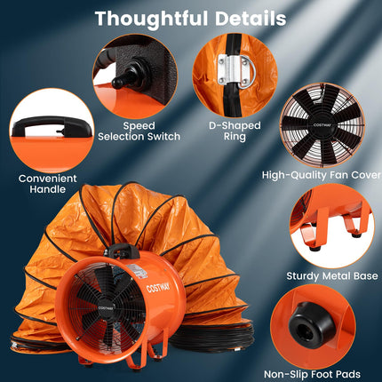 Goplus 14” Industrial Blower Fan w/25 FT Flexible Duct Hose