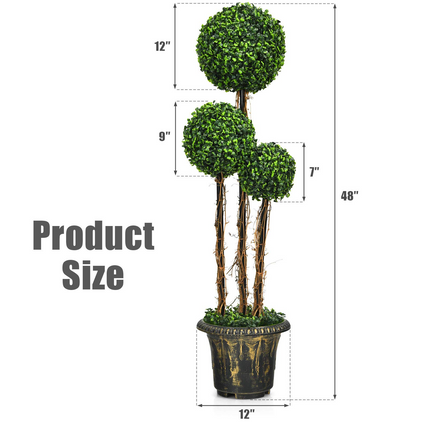4 Ft Artificial Boxwood Topiary Tree - GoplusUS