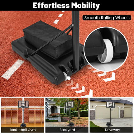 Goplus 4.4-10 FT Adjustable Portable Basketball Hoop w/44‘’ Shatterproof Backboard