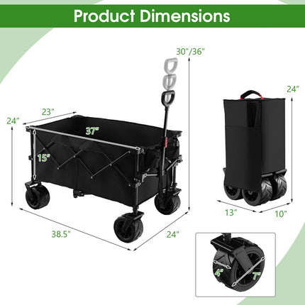Goplus Collapsible Wagon Cart, Foldable Heavy Duty Utility Wagon with Adjustable Handle - GoplusUS