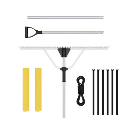 Goplus 36 Inch Pond Rake, Floating Lake Weed Rake Aluminum Collapsible Rake W/ Extension Handle