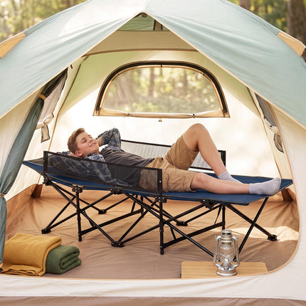 Goplus Foldable Kids Camping Cot | Portable Trave Cot Bed with Guardrail for Outdoor Indoo