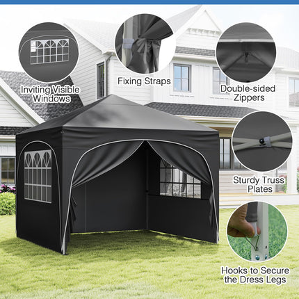 Goplus 10 X 10 FT Pop up Canopy Tent with 4 Removable Sidewall