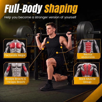Goplus 7FT Olympic Barbell | 2000 lbs Weight Lifting Olympic Bar