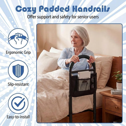 Goplus Bed Rails for Elderly Adults Safety | Adjustable Height Bed Assist Railings with Support Legs