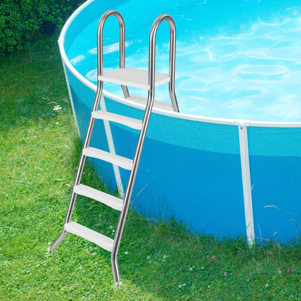 Goplus 4-Step Steel Frame Above Ground Swimming Pool Ladder for 55" Pool Wall Heights