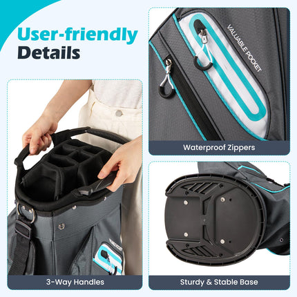Goplus Lightweight Portable Golf Bag with 14-Way Divider Top 6 Zippered Pockets