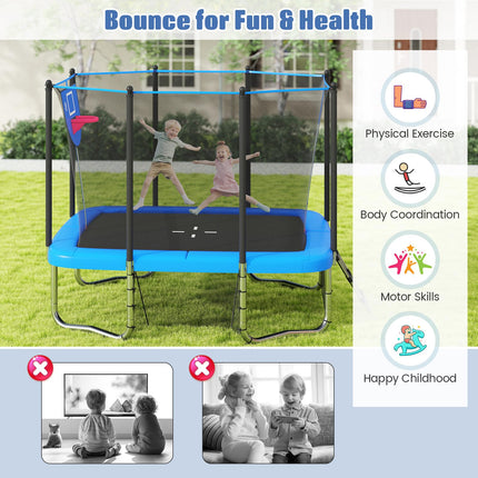 Goplus 10 x 8 FT Heavy-Duty Toddler Trampoline with Basketball Hoop Soccer Goal Non-Slip Ladder